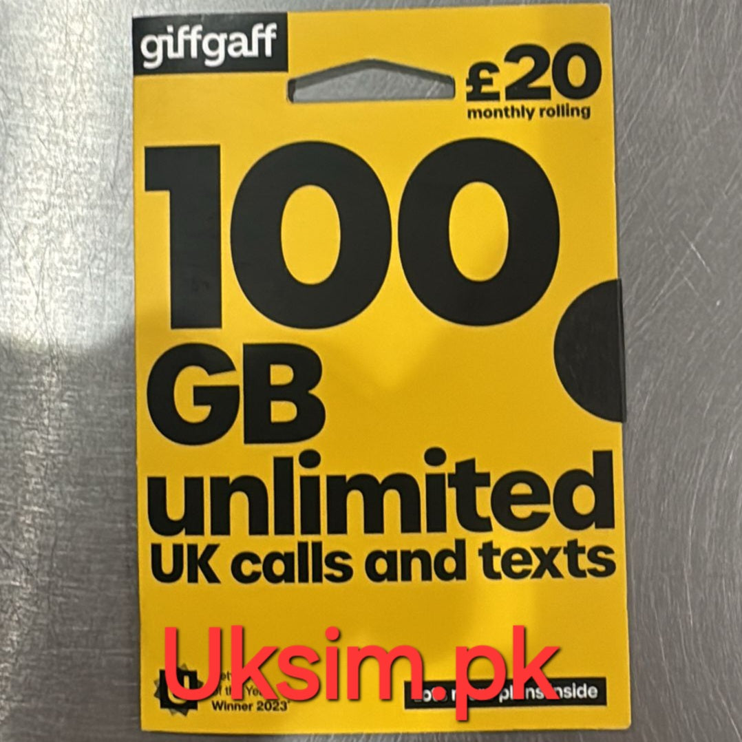 Lifetime GiffGaff UK Sim in Pakistan