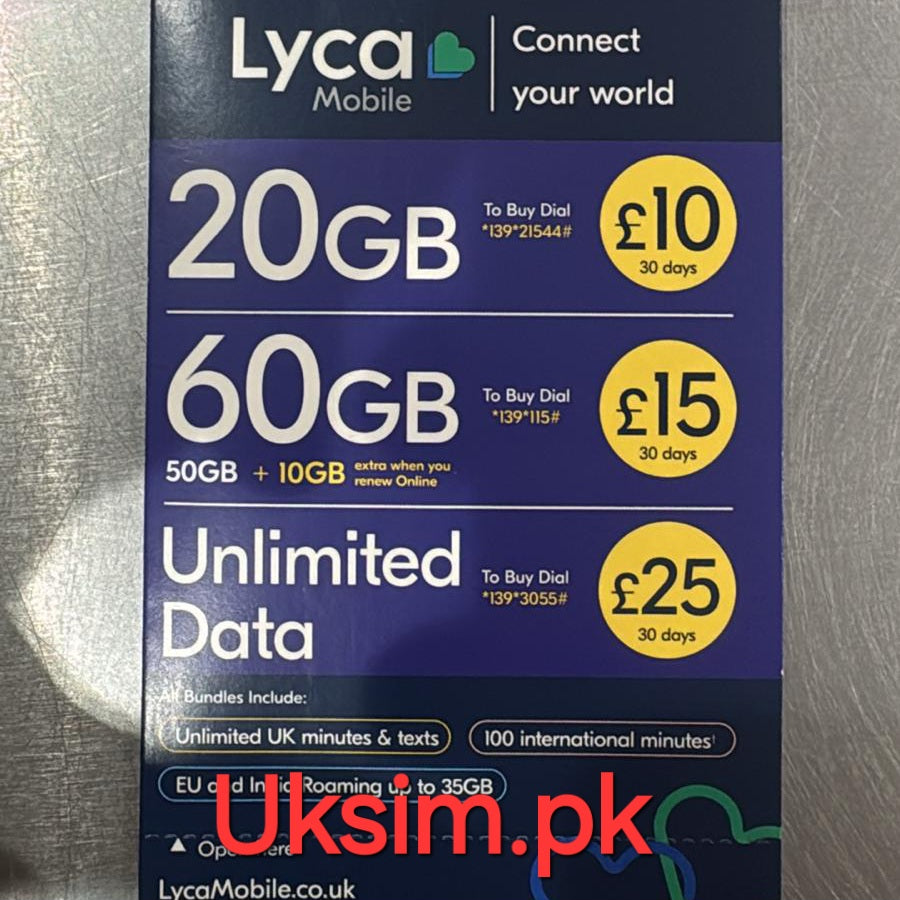 UK Lebara | Lyca | EE | Vodafone  UK Sim Card